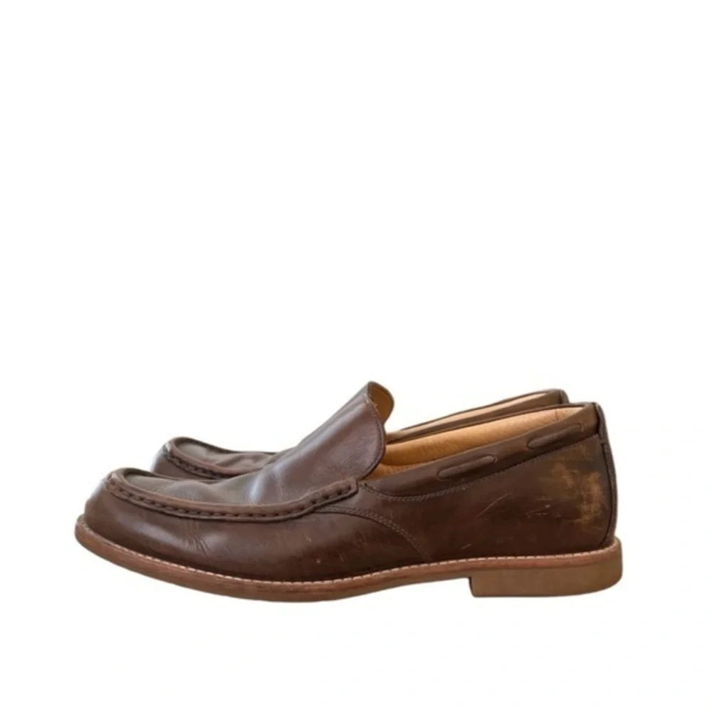 UGG Via Ponte Brown Leather Slip‎ On Moc Toe Low Top Loafers Shoes Size 10